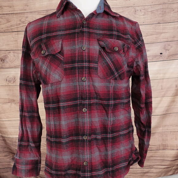 JACHS MFG RED PLAID FLANNEL BUTTON DOWN SHIRT MENS SIZE M MEDIUM - Picture 2 of 7